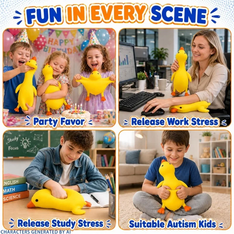 Dehnbare Stressbälle, Riesige Enten-Spielzeugfiguren zum Quetschen, Angstlindernde Knetbälle für Erwachsene, ADHS-Sensorikspielzeug, Geschenk – Detail 6