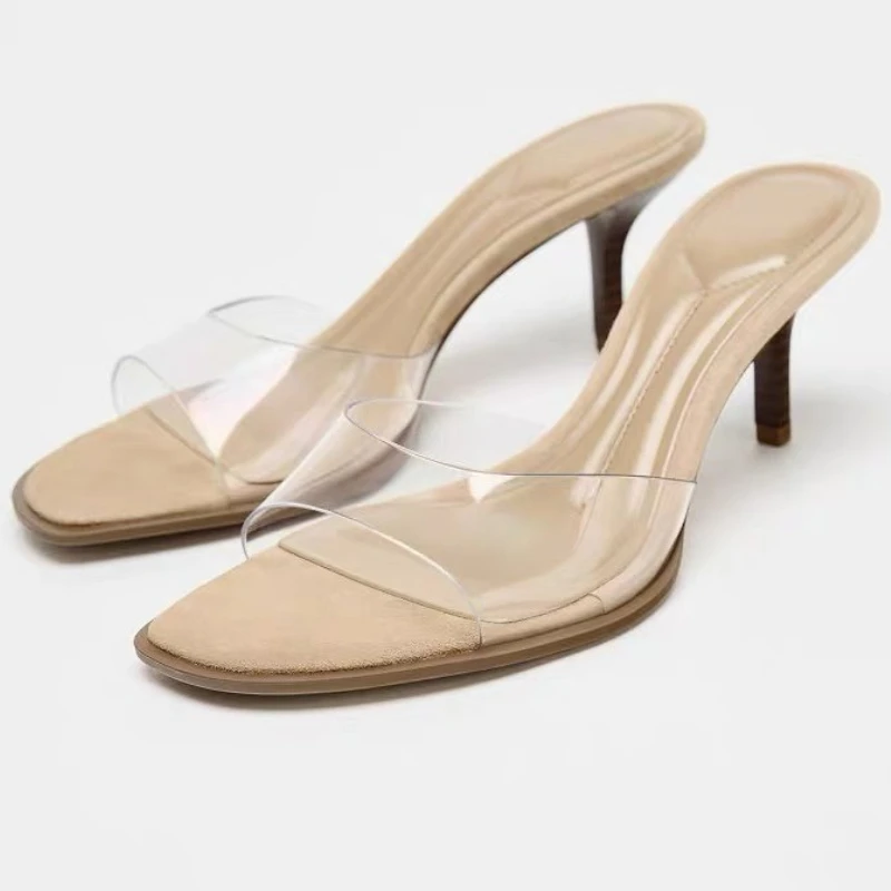 

Прозрачные брендовые тапочки для женщин, новинка лета 2025 года, лаконичные шлепанцы, женская модная пляжная обувь, повседневные элегантные сандалии, женские сандалии