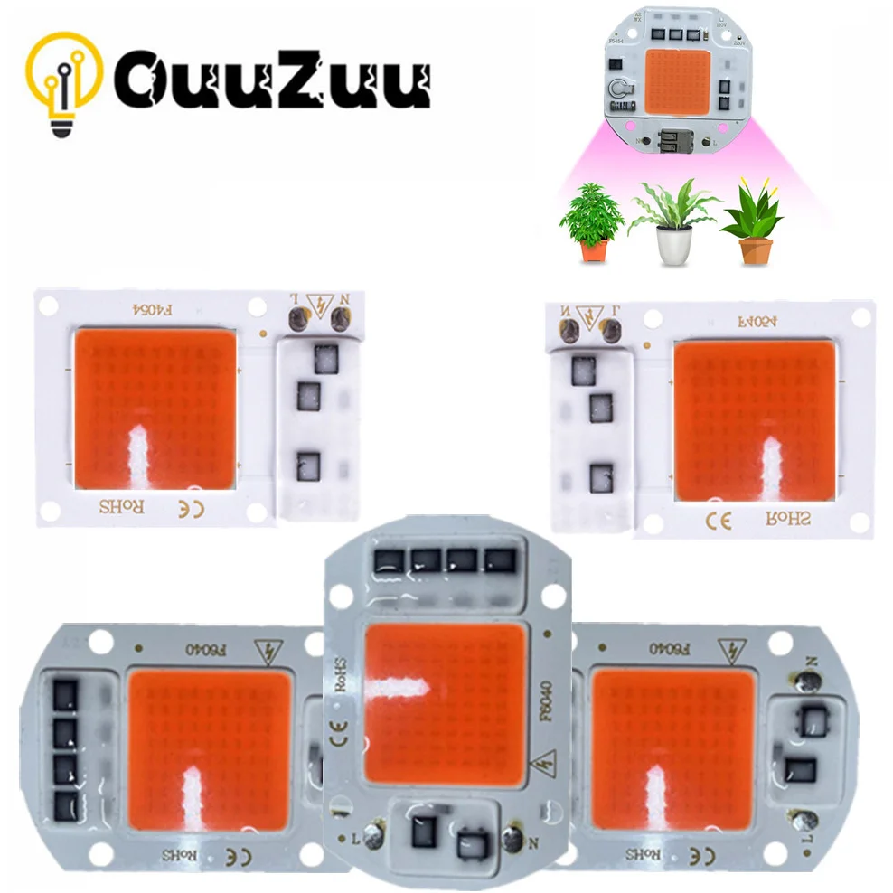 LED COB Light Chip Full Spectrum AC 220/110V 10W 20W 30W 50W-100W Nie wymaga sterownika Do wzrostu Sadzonka kwiatów Roście Roślina Oświetlenie