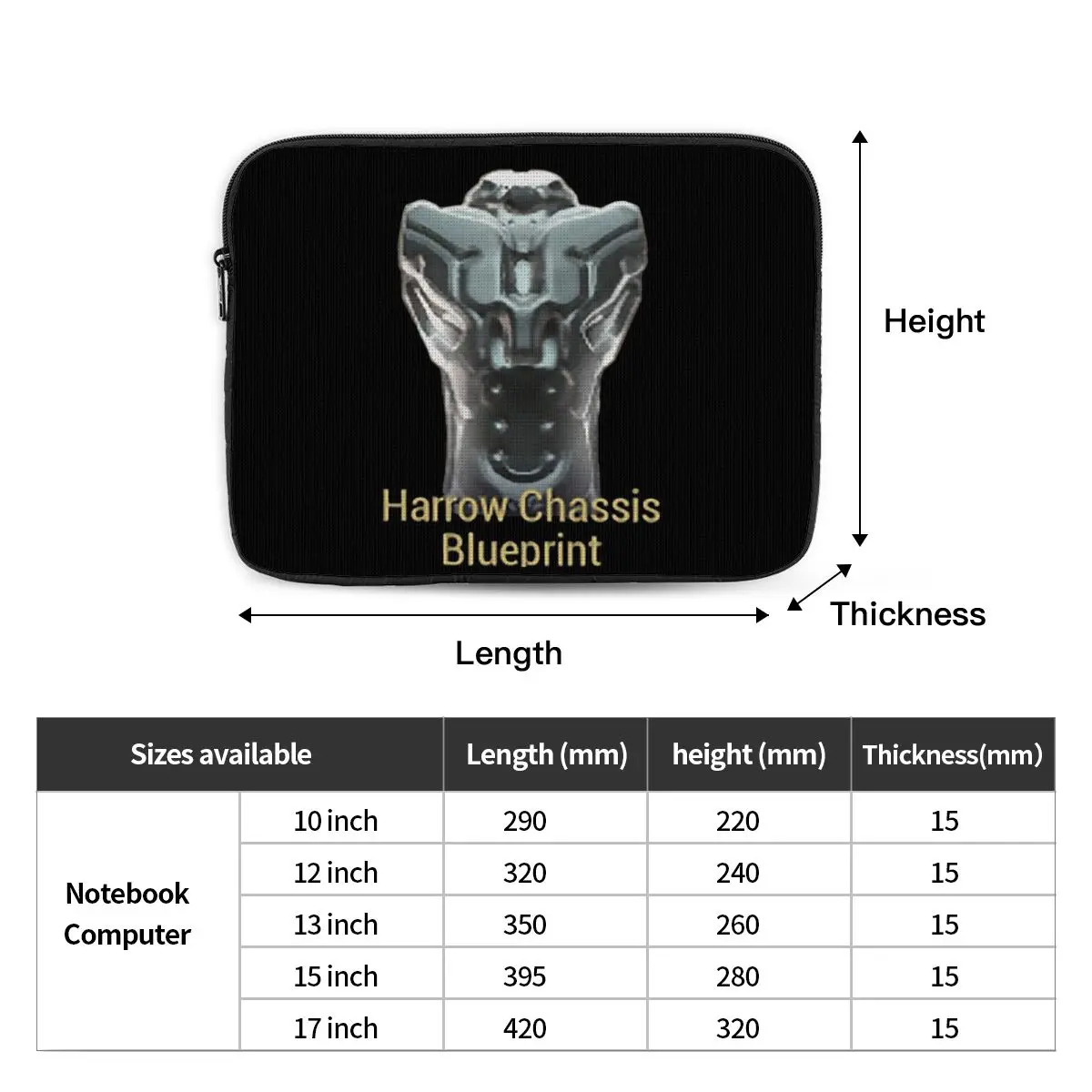Harrow Chassis Blueprint Warframe Tennoc Notebook Laptop Bag Case Pouch 10 12 13 15 17 Inch Notebook Tablet Shockproof Case Bag