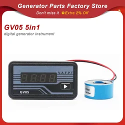 GV05 5in1 digital generator instrument function meter of voltage frequency current power running time 220V
