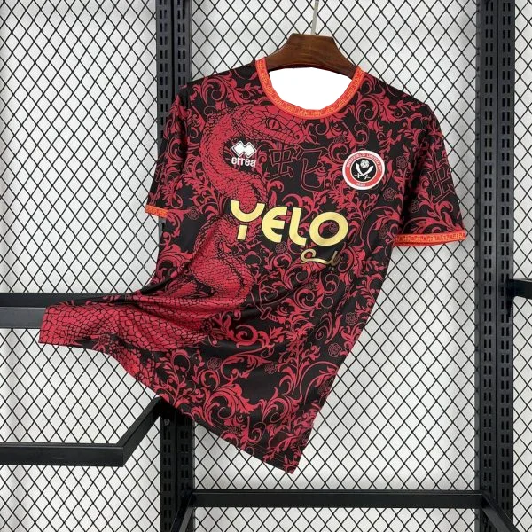 

Лето 2025 г., хит продаж, новинка Sheffield United Jersey для тренировок на открытом воздухе, дышащая, быстросохнущая, повседневная повседневная футболка с короткими рукавами