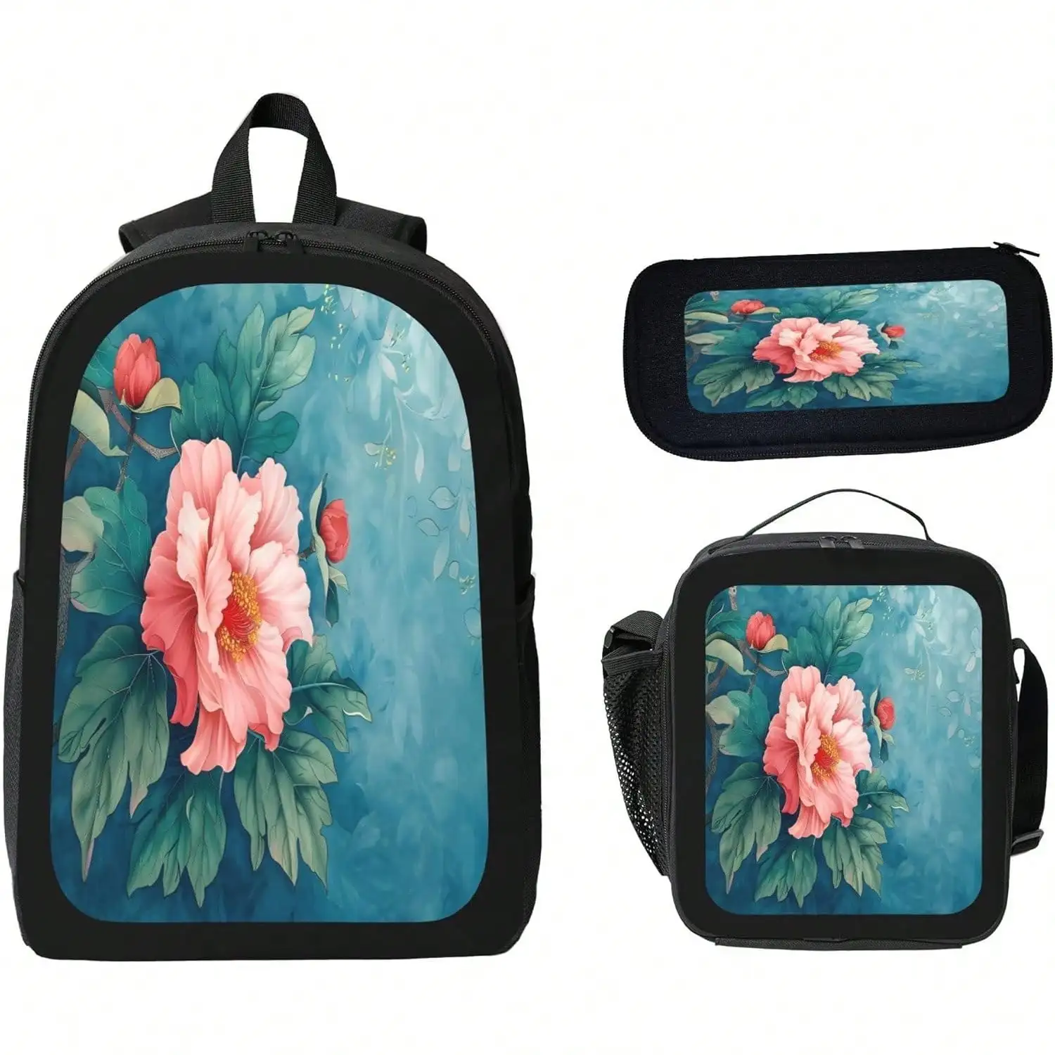 

3PCS Backpack For Women & Men Vintage Modern Radio Adjustable Back Pack With Lunch Bag And Pencil Case Lightweight Casual Daypack Laptop Rucksack For Travel Work Camping Outdoor