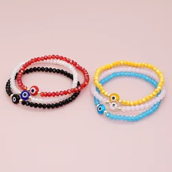 Go2Boho Evil Eye Bracelet for Women Fashion Couple Jewelry Solid Colorful Faceted Crystal Beaded Bracelets Summer Jewellery Gift