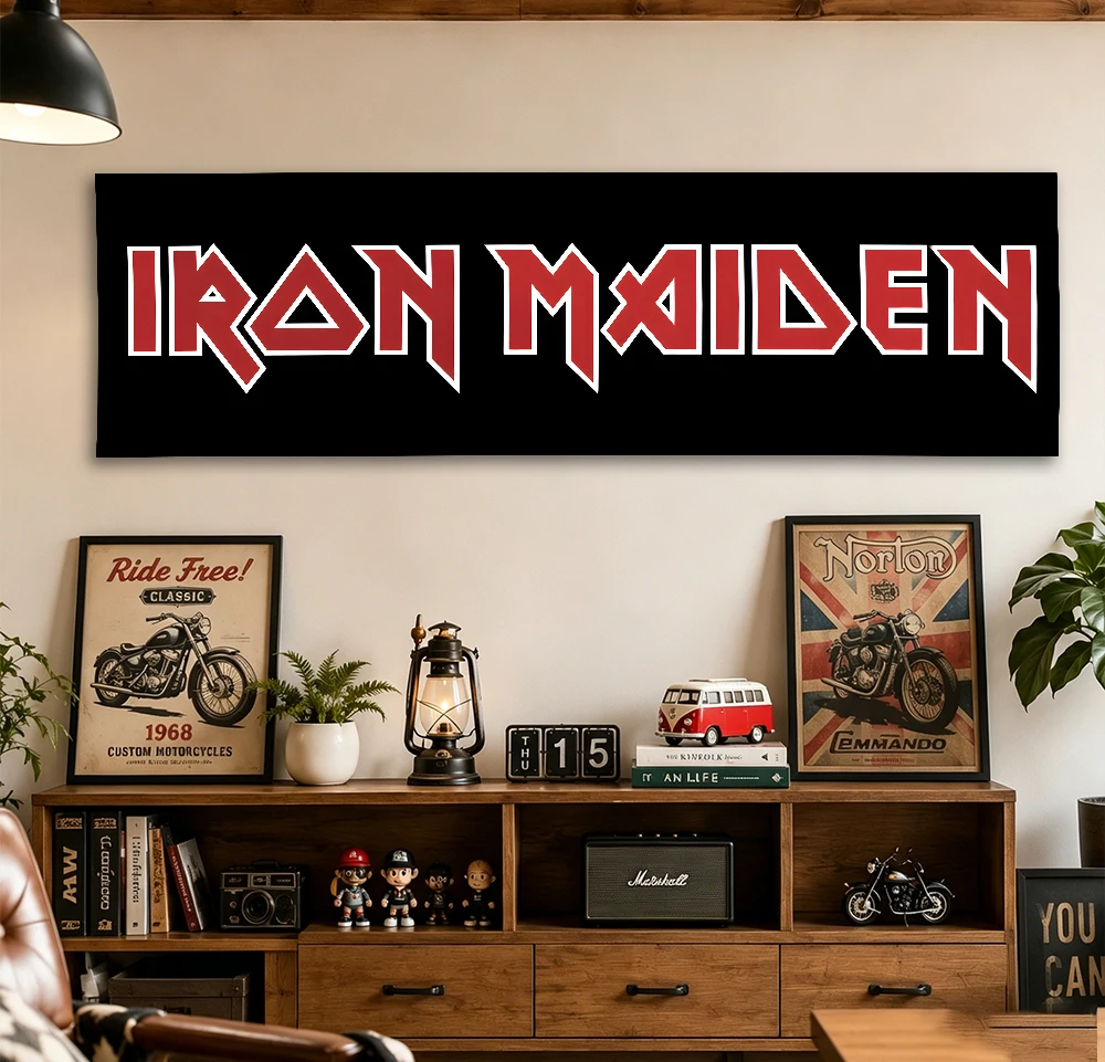 Iron Maiden Long Wall Tapestry, Classic Rock Band Logo Hanging Banner for Music Fans Collectible Gift