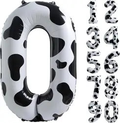 40Inch Large Foil Number 0-9 Balloons for Girls Boys Birthday Party Decor Baby Shower Cow Farm Animal Theme Party Decor Supplies