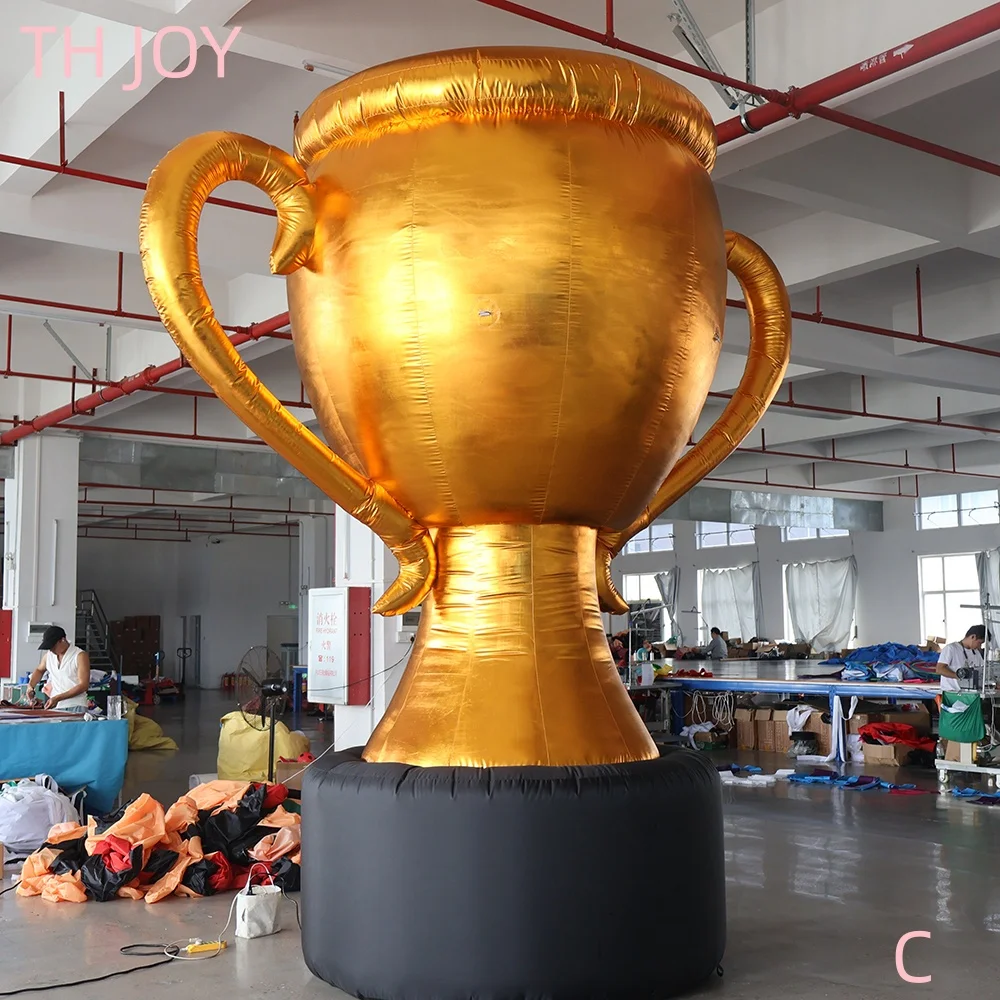 Modèle de trophée gonflable extérieur, tasse de prix géant personnalisée en or pour événements sportifs