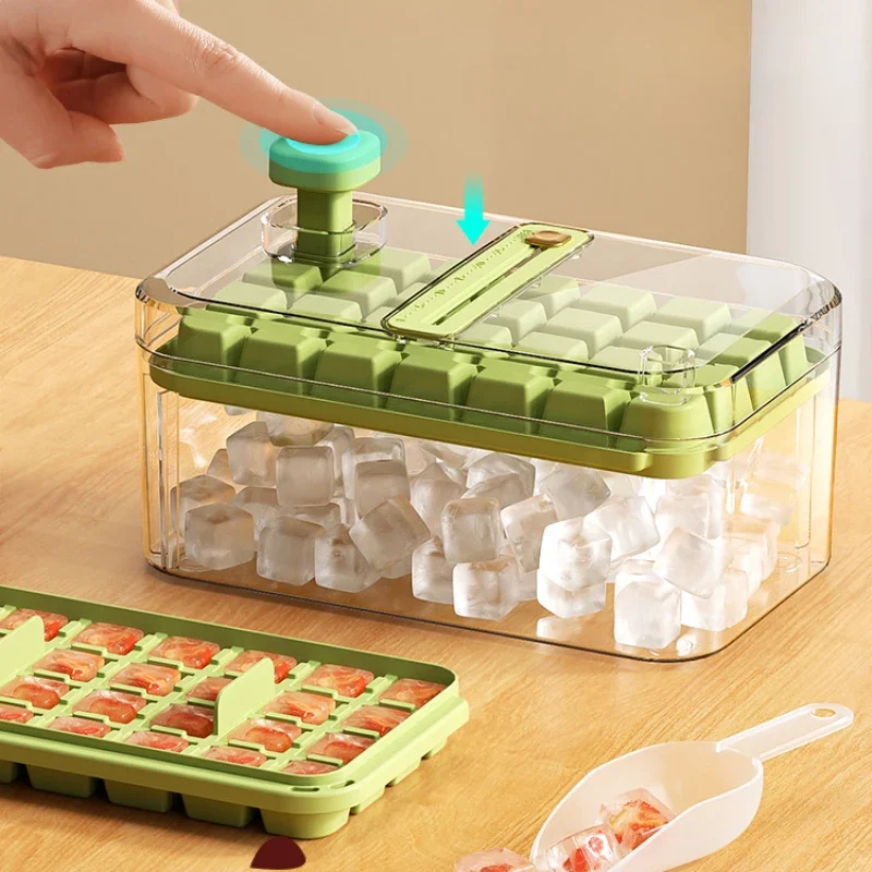 

Frozen Ice Cube Mold, Press Grid, Artifact, Food Grade HomemadeBox with Lid, Household Refrigerator Storage Box