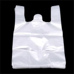 100Pcs Plastic Shopping Bag Transparent Shopping Bag Supermarket Plastic Bags With Handle Food Packaging Tools