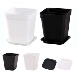 1 Set Planter Pot Trays Mini Square Plastic Flower Pot Home Office Decor Succulent Plants Nursery Pot Green Garden Tools D1