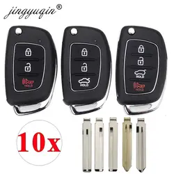 Jingyuqin étui à clé de voiture pour Hyundai | 10 pièces, 3 boutons, HB20 IX35 I45 SANTA FE Accent I40 I20 HY15/HY20/TOY40 coque de clé de voiture