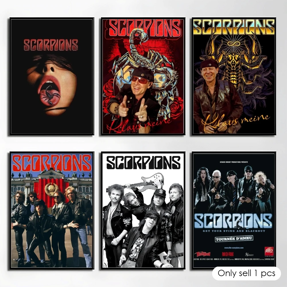 Scorpions Band Art Poster Self Adhesive Wall Stickers Removable Room Decor Aesthetic Space Murals Fancy Gift
