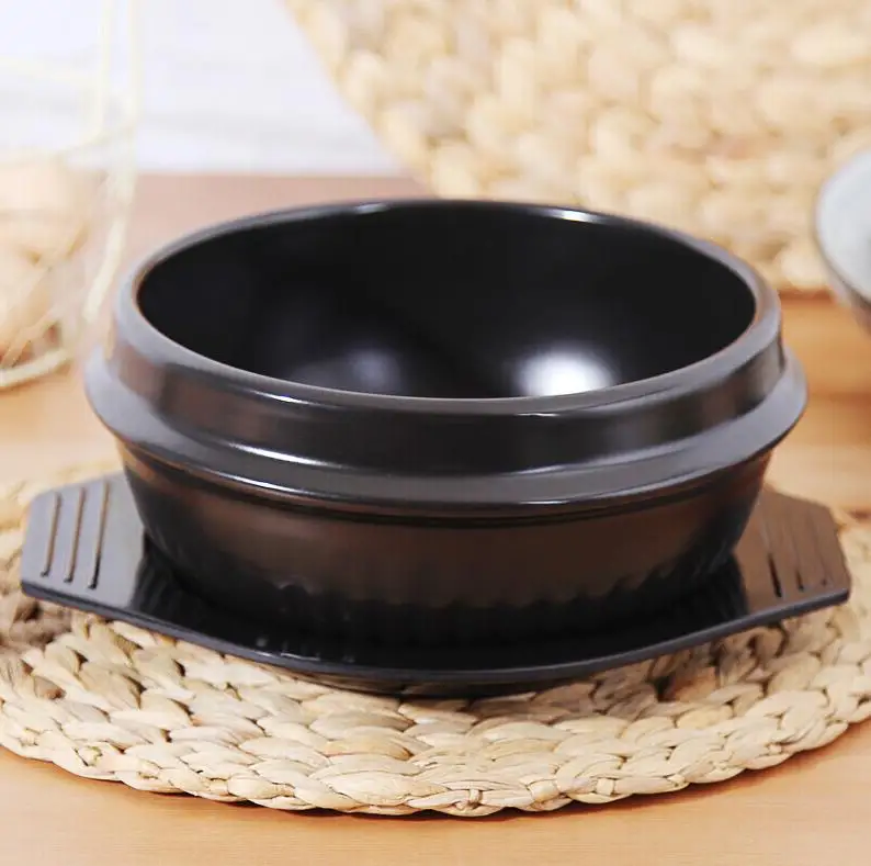 10set/lot Classic Korean Cuisine Sets Dolsot Stone Bowl Pot for Bibimbap Ceramic Soup Ramen Bowls With Tray Wholesale  ni59