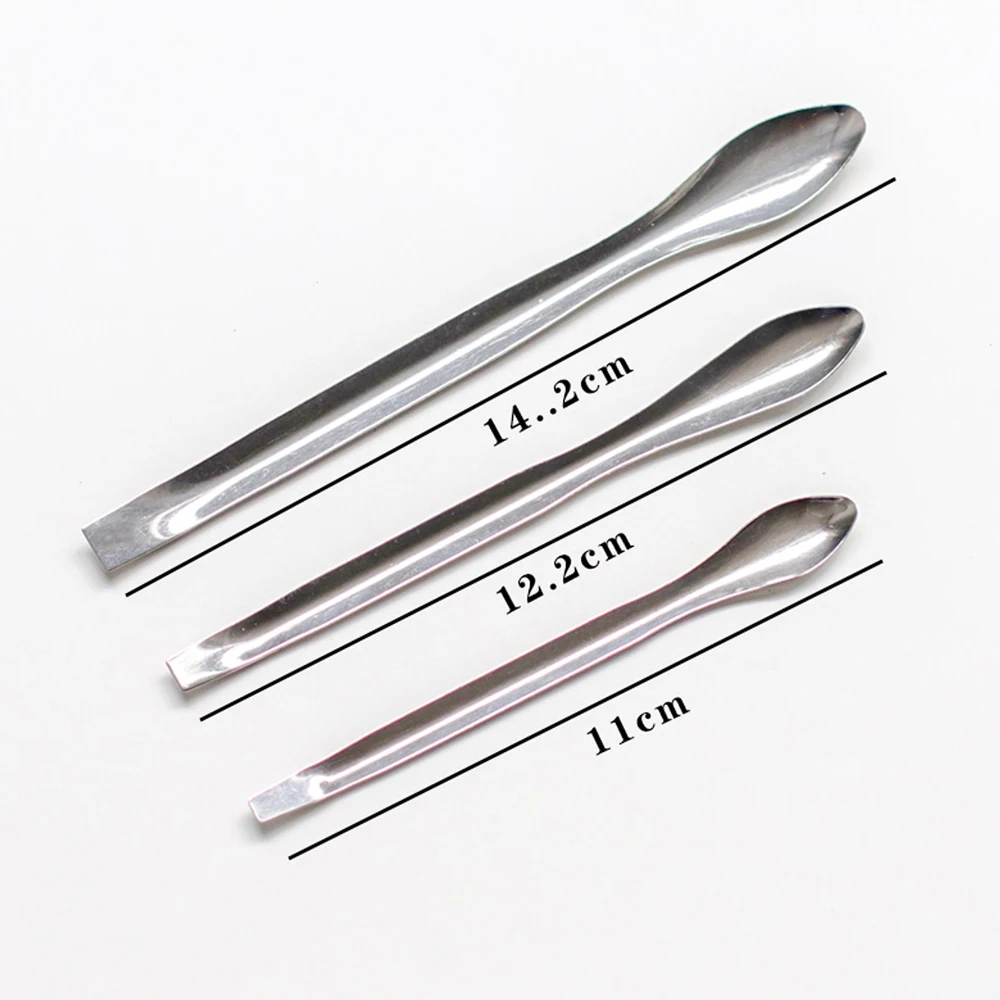3Pcs Stainless Steel Lab Spatula Laboratory Powder Mixing Spoon Gel Cap Filler Resin Glue Mixing Tools