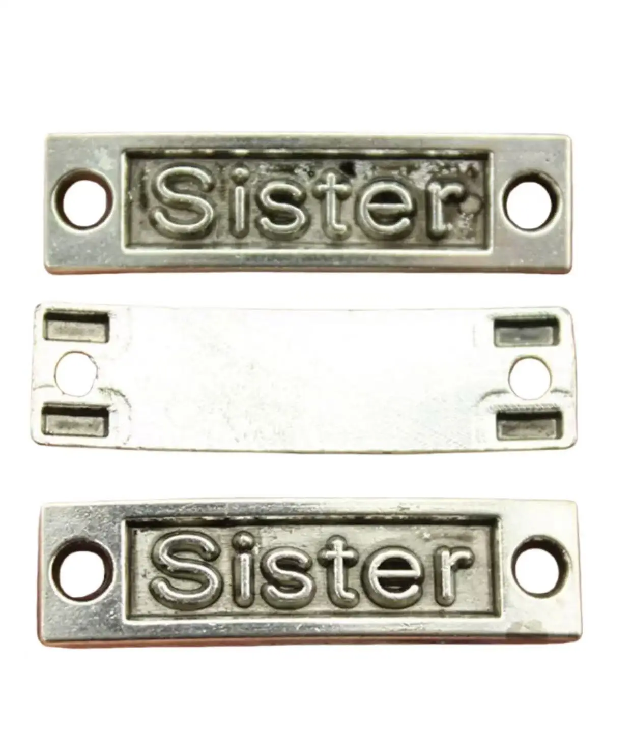 10pcs   35*9mm  Alloy metal tibetan silver color curved bar shaped lettering connectors    HW3882