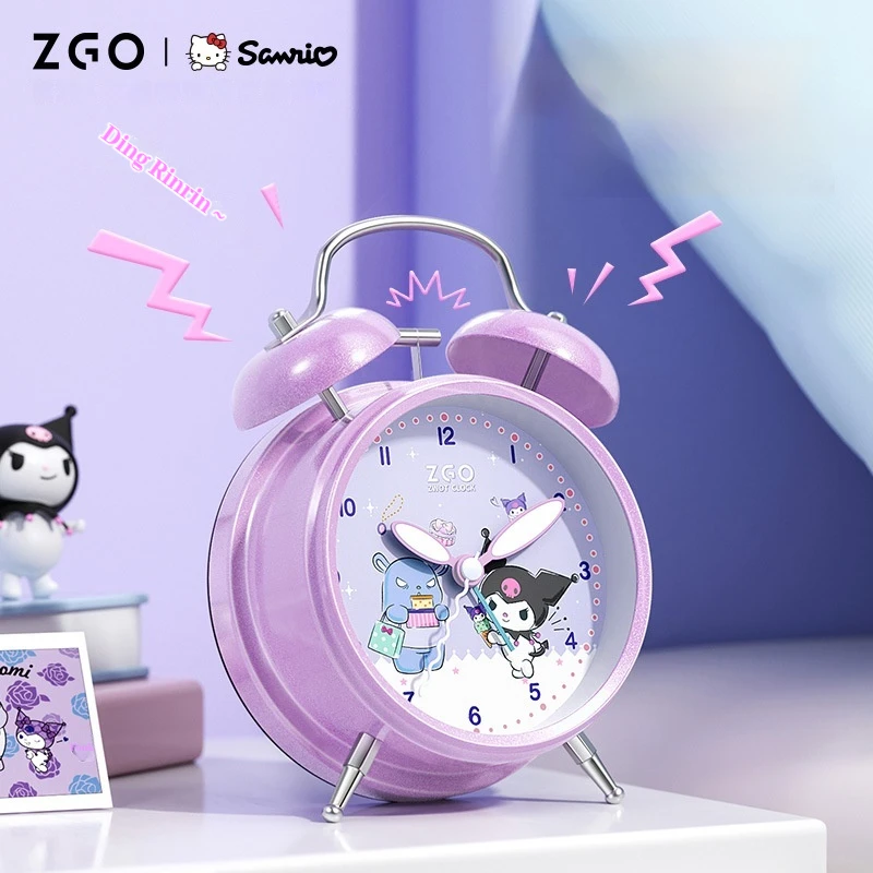 2024 Student Kuromi Style Bedroom Alarm Clock Kuromi My Melody Ins Bedside Silent Alarm Clock Wake Up Multi-Function Night Lamp