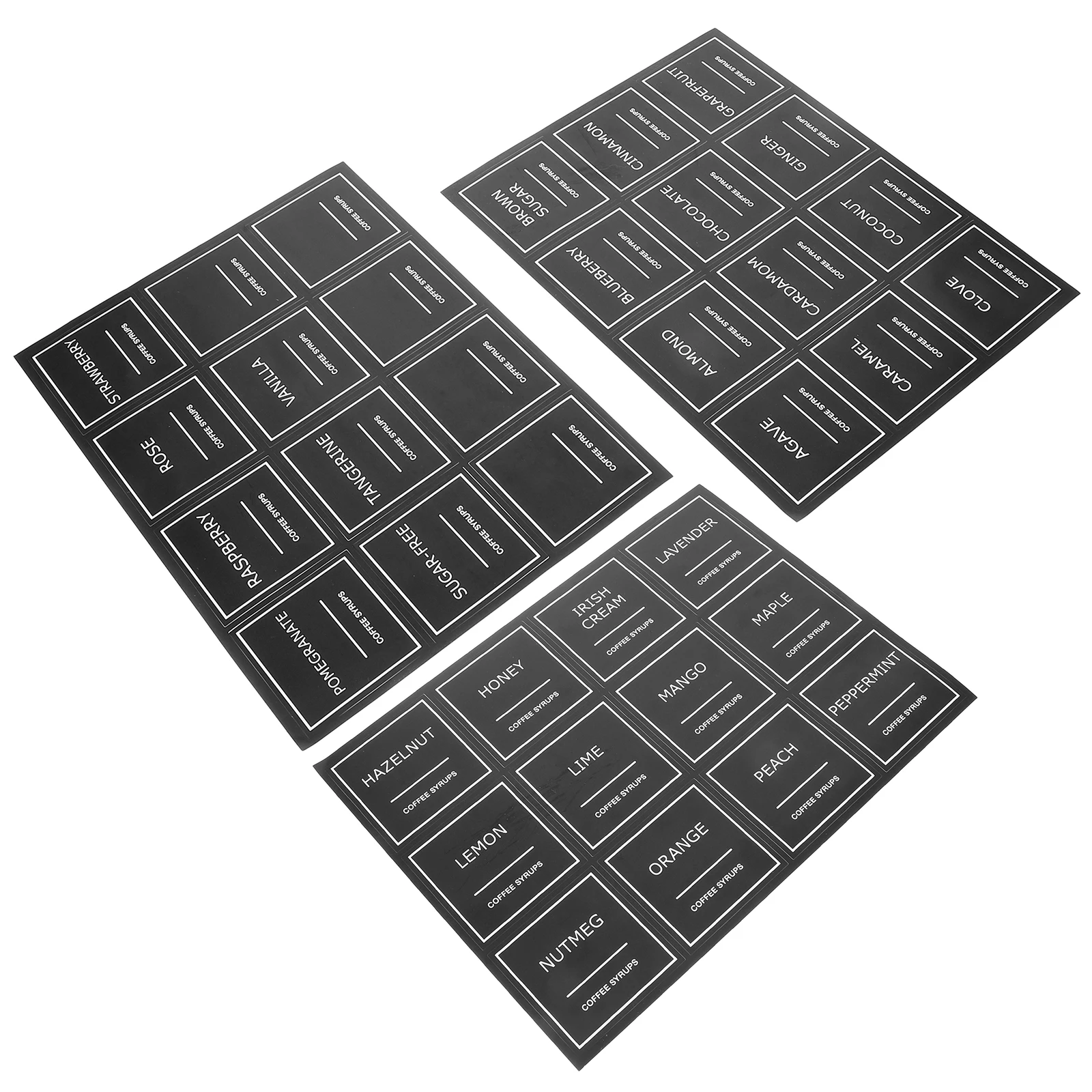 36 Waterproof Coffee Labels 25 Inch Syrup Stickers Removable PVC Kitchen Tags Blackboard Design Reusable Bottle Decals