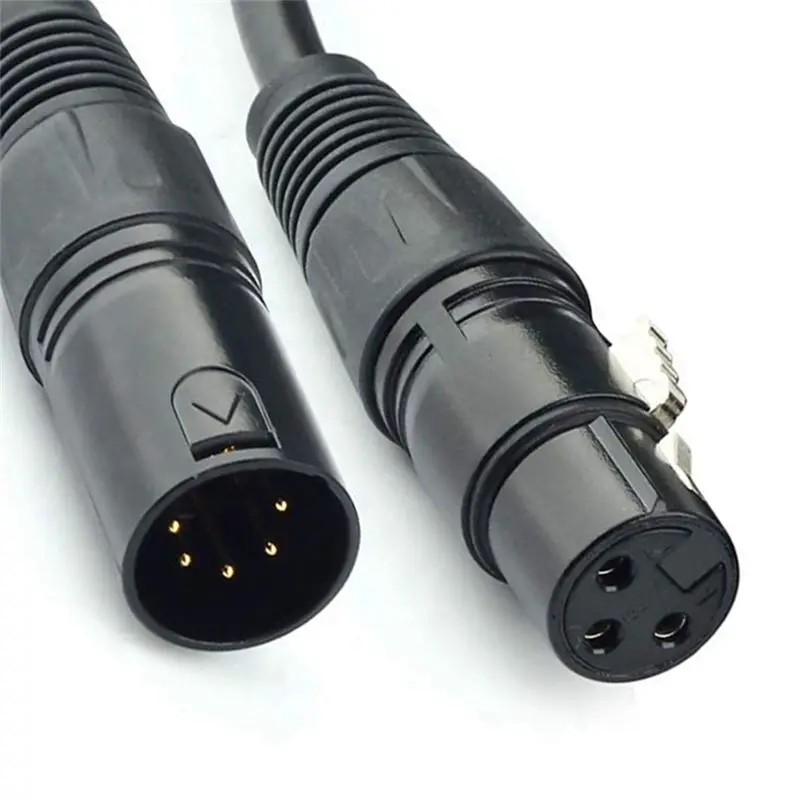AS95 XLR Male 3 Pin to XLR Female 5 Pin Audio Cable for Microphone DMX Stage Light 3 Pin to 5 Pin Adapter Black