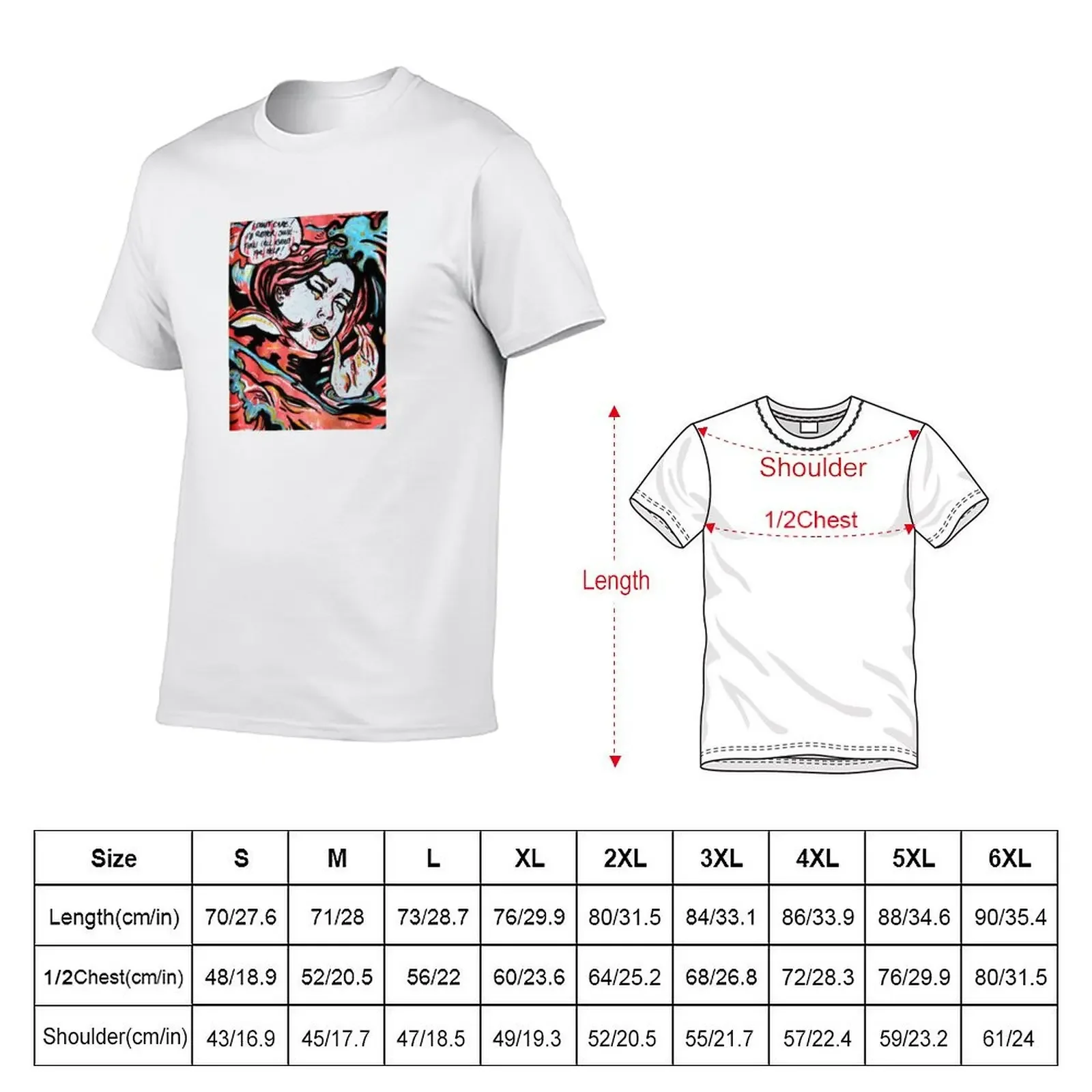 Lichtenstein's Drowning Girl, lino print T-Shirt blanks plus sizes Luxury man oversized t shirt mens champion t shirts