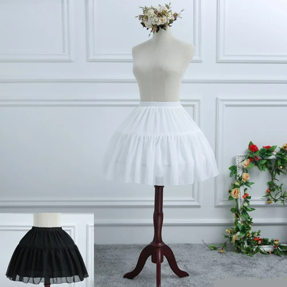 

Ball Gown 2 Hoops Underskirt Petticoat Short Dress Cosplay Chiffon 2 Bones Lolita Ballet Rockabilly Crinoline Half Ships