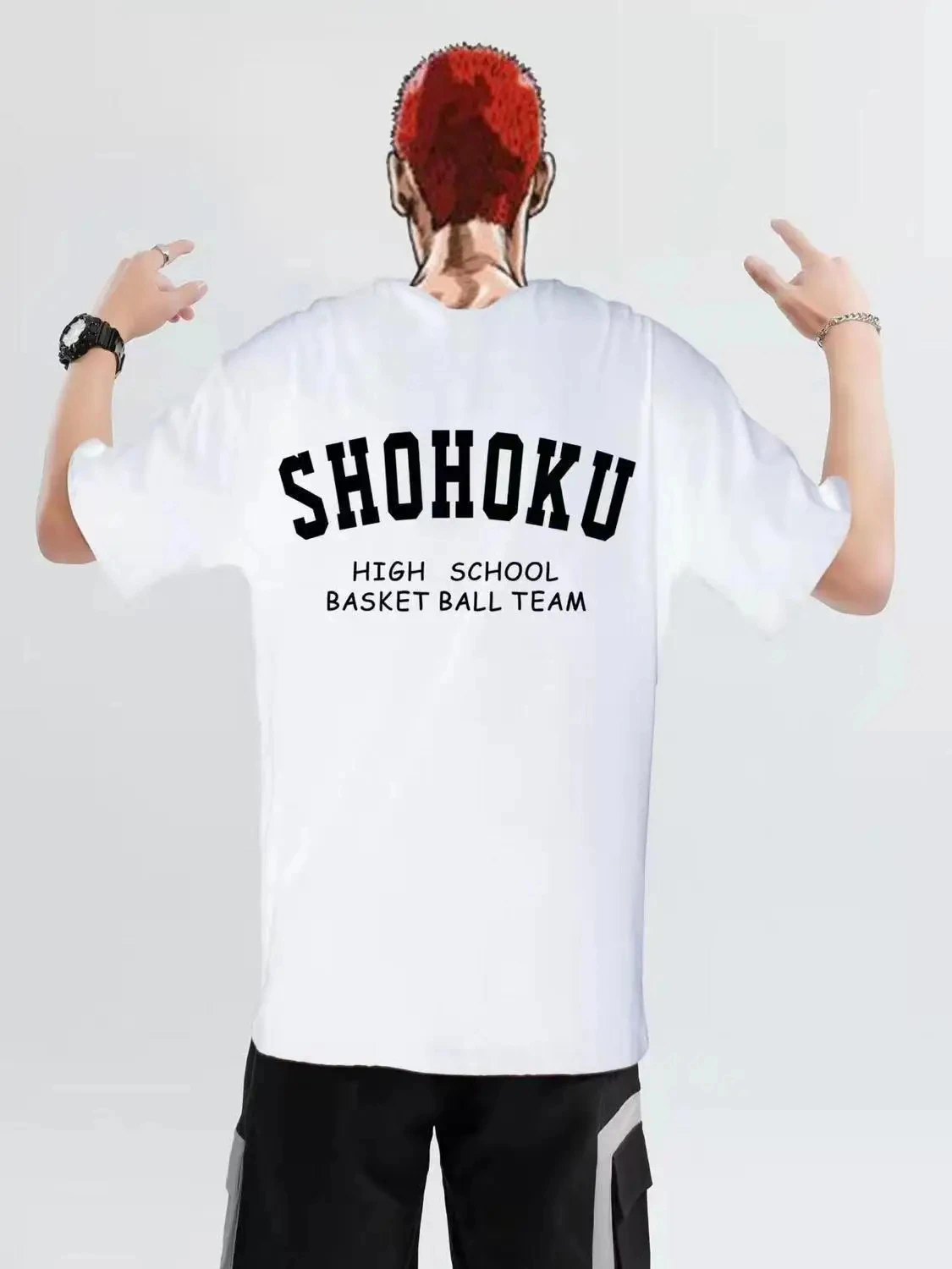 Men\'s Japanese Anime The First Slam Man T-Shirt Slam Dunk Shohoku Dunk Basketball Team T-shirt Sakuragi Hanamichi Print Men Tees