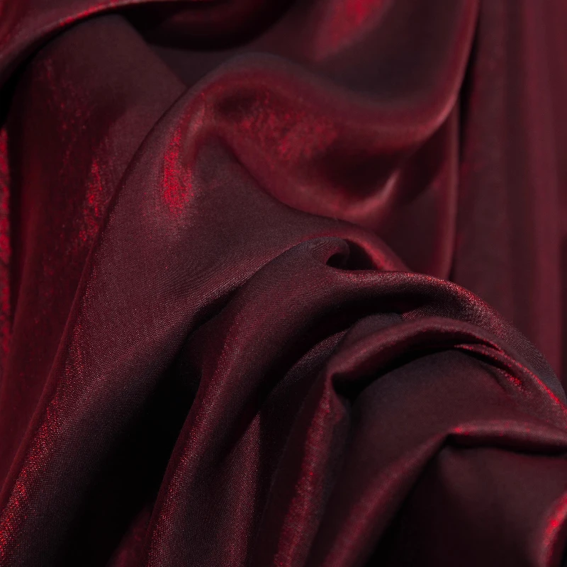 

Satin Fabric Home Wine Red Iridescent Gradient Breathable Luminous Sheen Hanfu Wedding Couture Festive Seasonal Crafts Materials