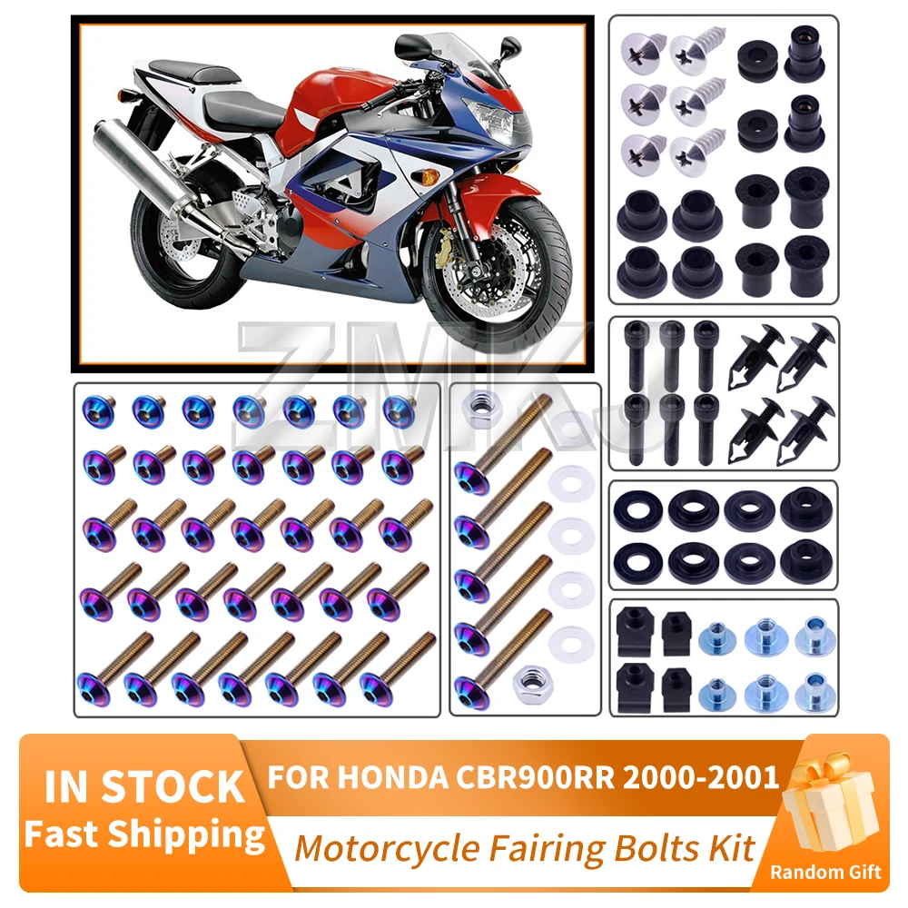 For HONDA CBR900RR Fireblade 929 2000-2001 Motorcycle Stainless Complete Bodywork Fairing Bolts Kit Screws Clip Motorcycle Parts
