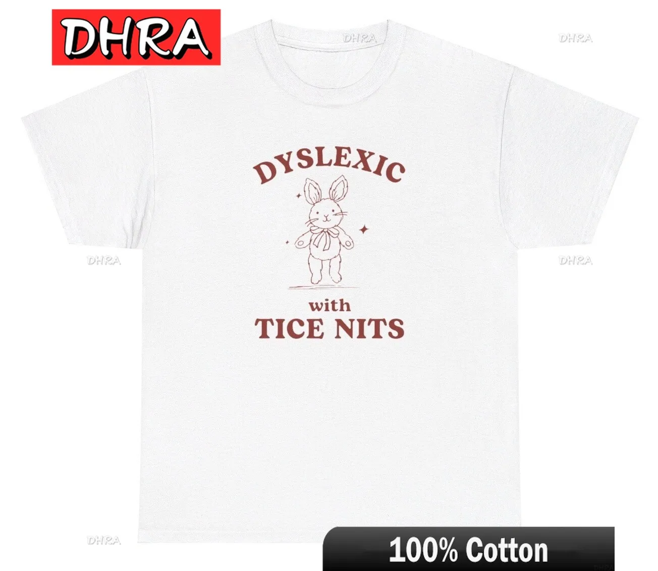 

Футболка Dyslexic with Tice Nits Funny Bunny Nice Tits для взрослых Humor Silly Y2K Футболка Удобные смелые классические футболки Модные винтажные
