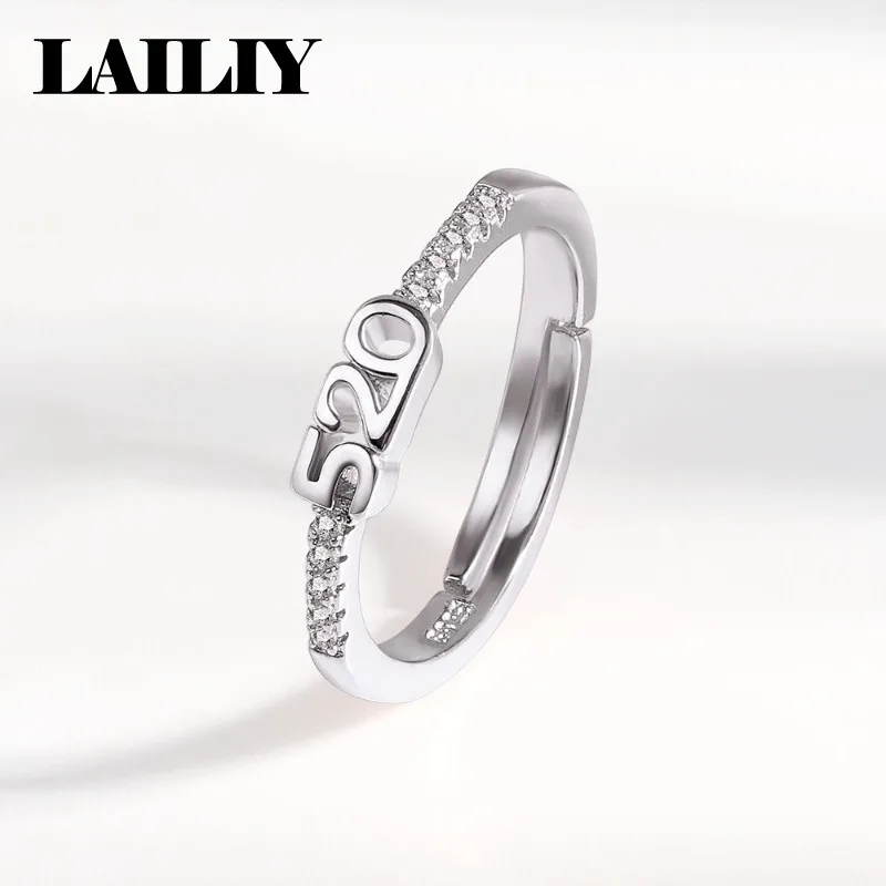 LAILIY 925 Sterling Silver Rose Gold New Gift Party Wedding Diamond  Valentine's Day Adjustable Ring for Women Fashion Jewelry