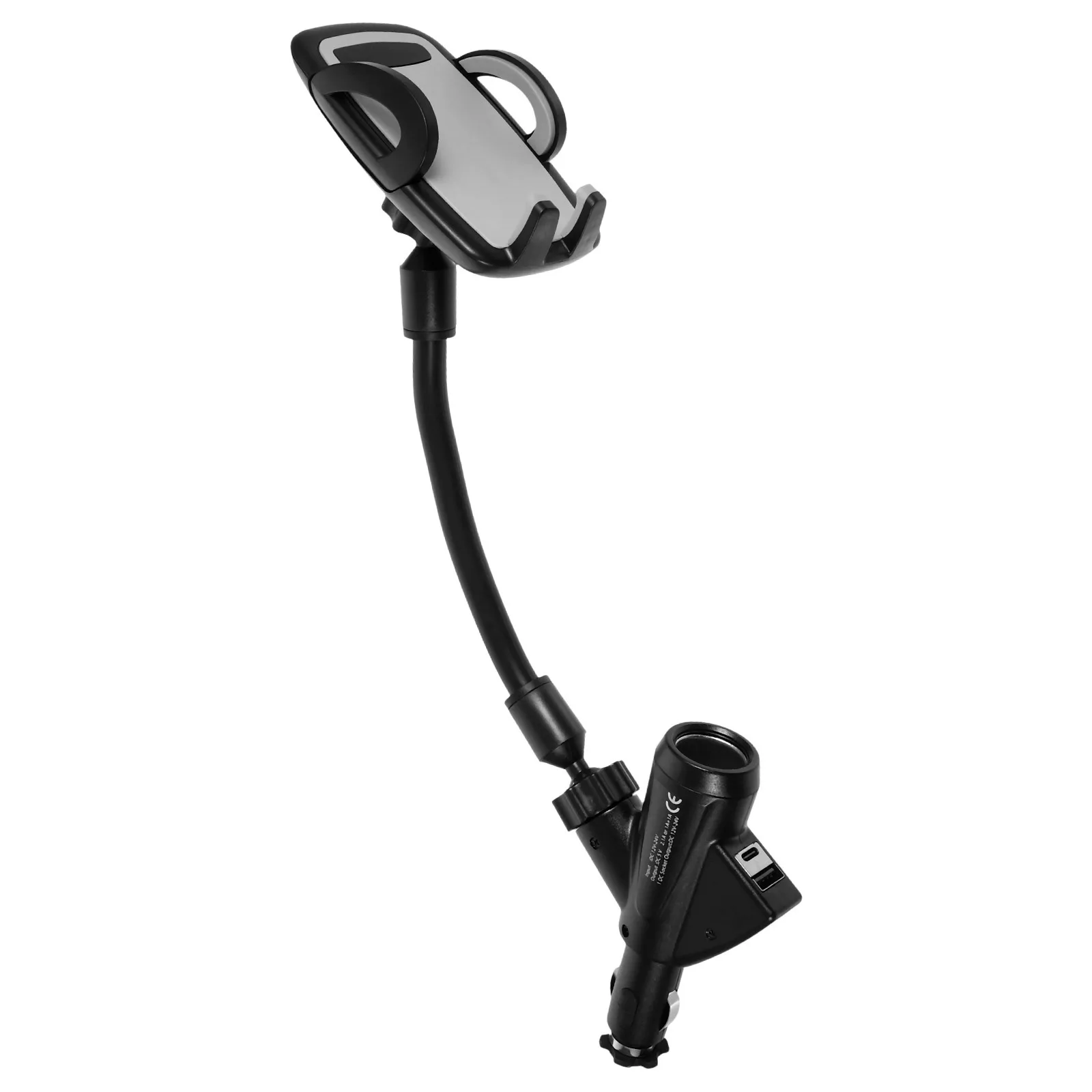 

Car Phone Cigarette Lighter Mount Dual Car USB Durable ABS 6 5 Inch Fits Navigation Equipment