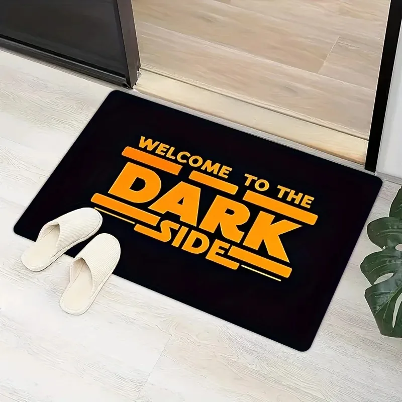 Bold 'Welcome To The Dark Side' Doormat - Fashionable Black and Yellow Design for Fans of Science Fiction and Bold Statements