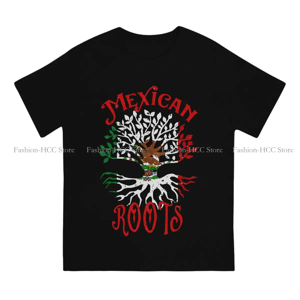 Roots Family Tree Ancestry Heritage Hipster TShirts Mexican Flag Men Harajuku Fabric Streetwear T Shirt