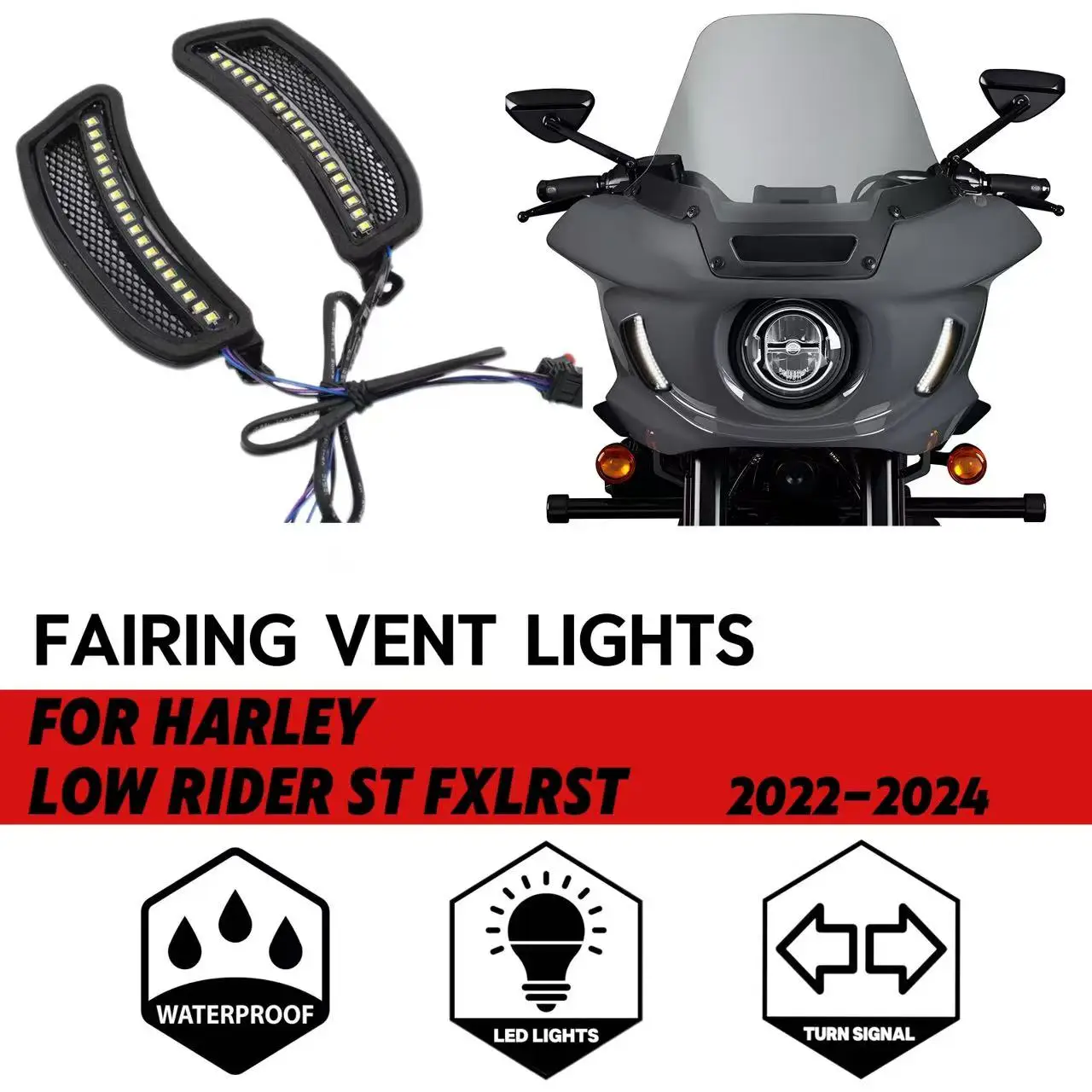 

Для Harley Softail Low Rider ST El Diablo FXRST FXLRST 2022-2024 обтекатель мотоцикла, обновление вентиляции, помощь поворота, белый светодиод