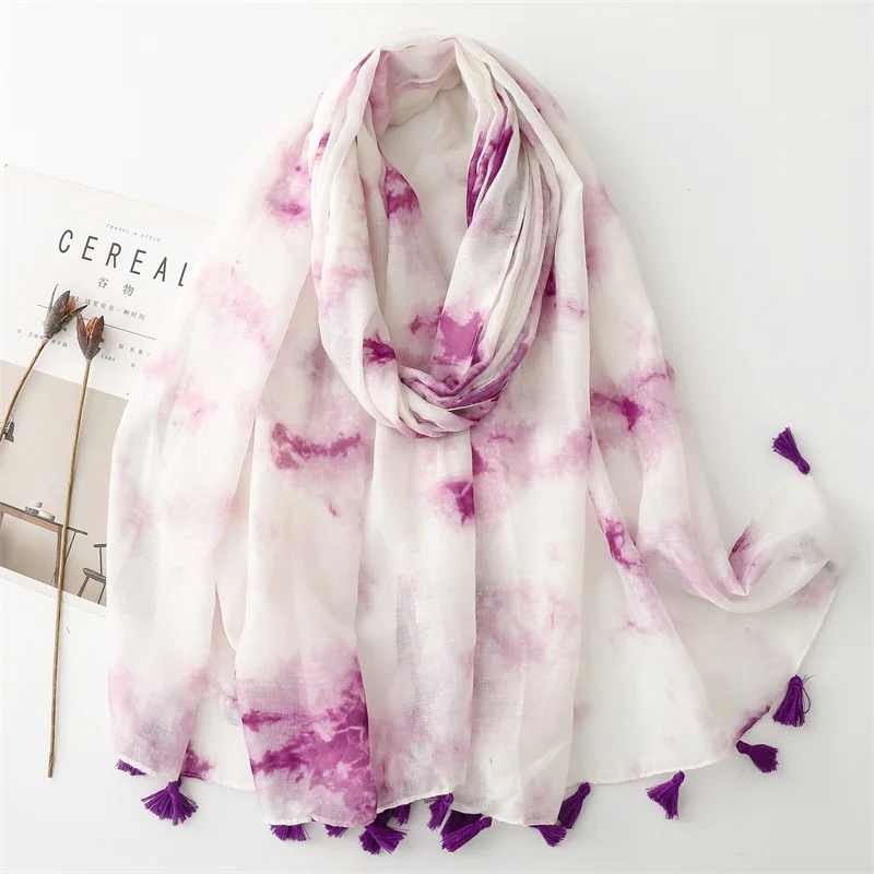 New Winter Abstract Ink Painting Tassel Viscose Shawl Scarf Lady High Quality Wrap Pashmina Stole Bufandas Muslim Hijab 180*90Cm