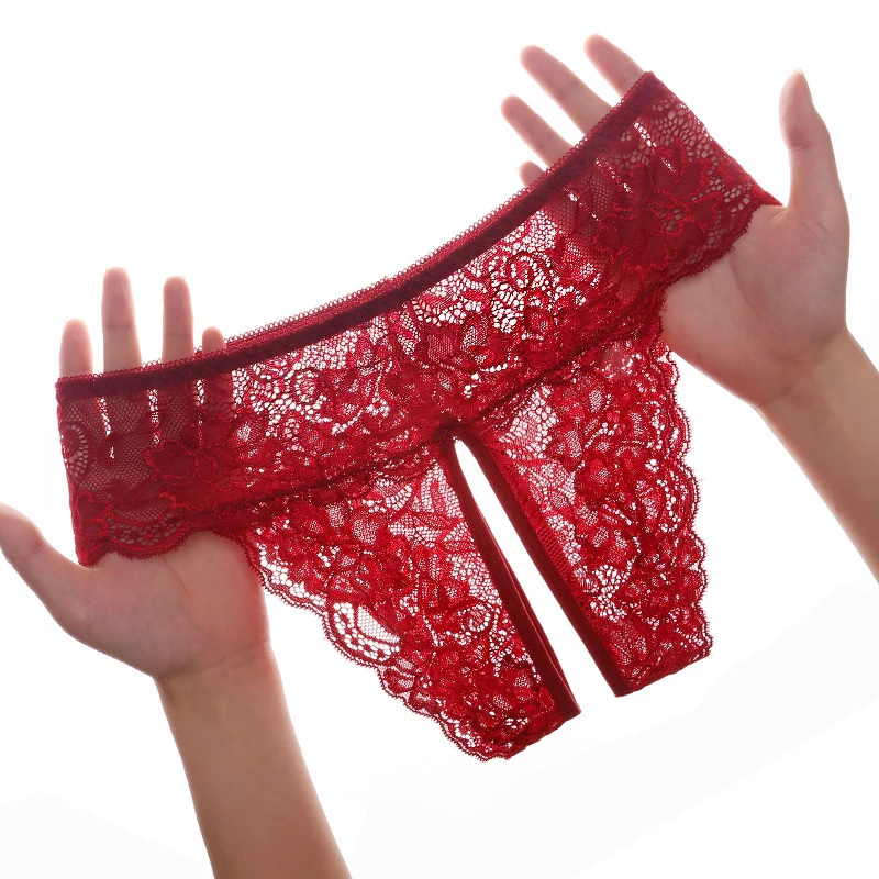 

1 шт., женские кружевные прозрачные трусики с открытой промежностью