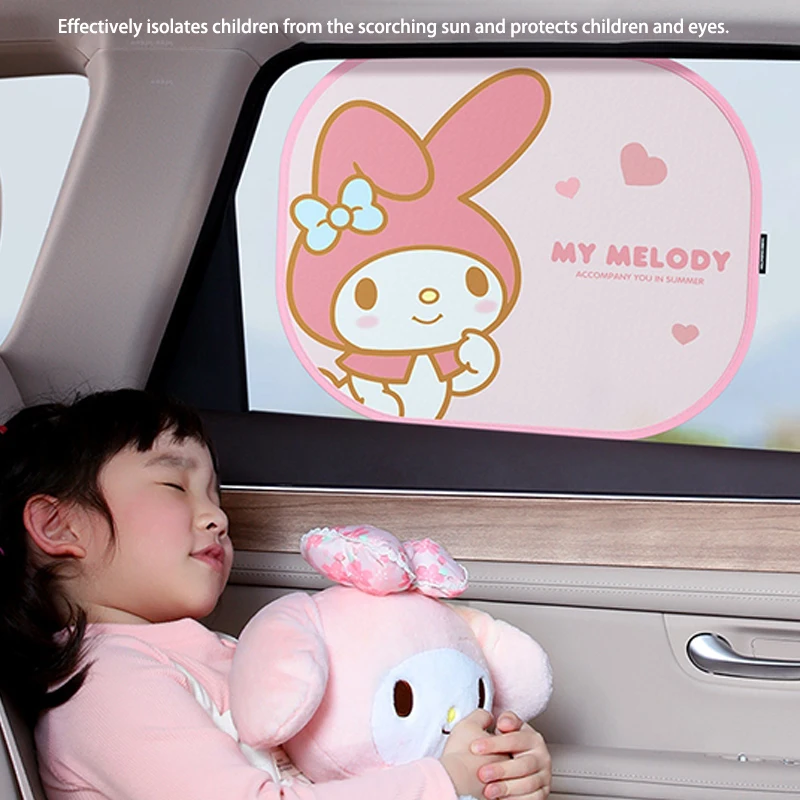 Sanurgente-Pare-soleil en maille de voiture Hello Kitty, My Melody Cinnamoroll, Anime Cartoon, Lovely Sun Protection, Rideaux en verre pour fenêtre latérale, Kawaii