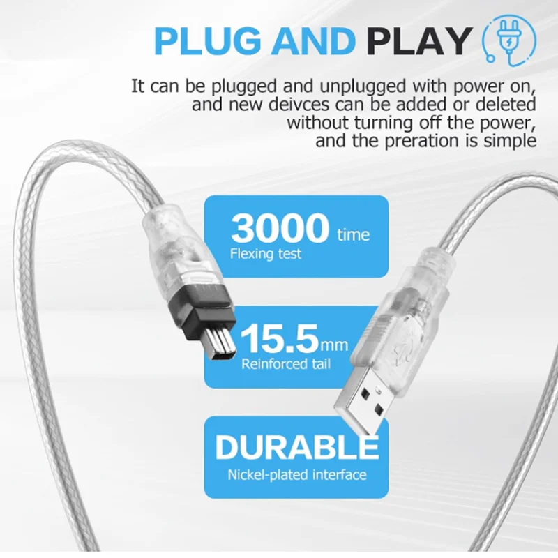 IEEE 1394 Connection Cable For Camcorder DV Acquisition Card Accessories  For 1394 Firewire USB to 4P 6P to 1394 Data Cable