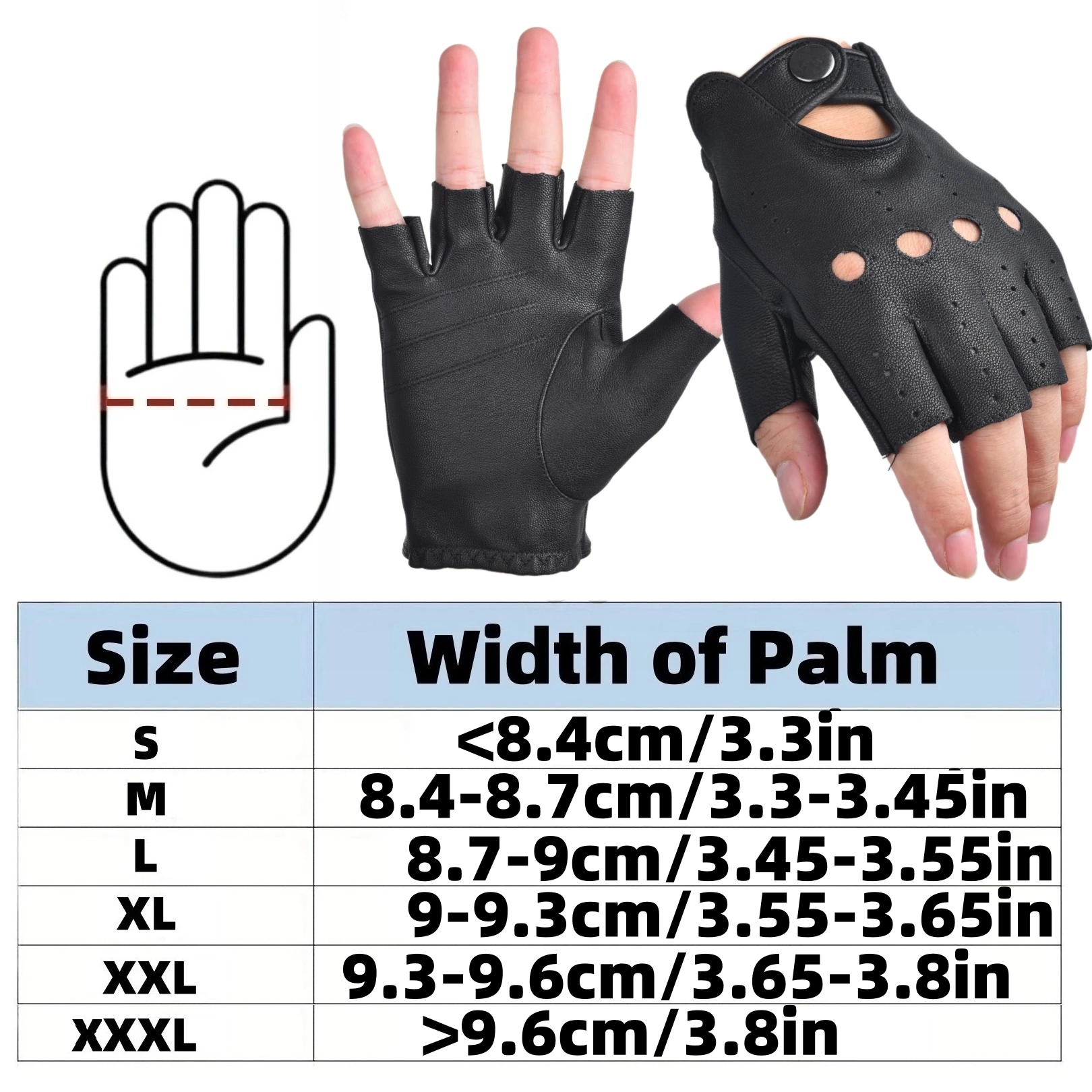 남성용 반장갑 가죽 운전 장갑 천연 가죽 양가죽 야외 장갑 블랙