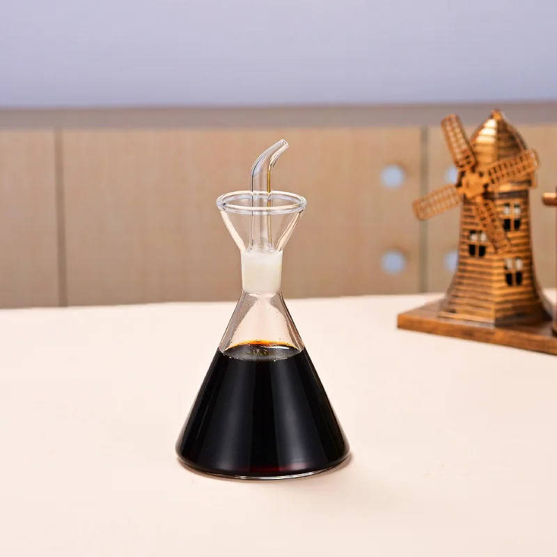 Transparent Glass Oil Bottle Storage Equipment Vinegar Soy Sauce Condiment Bottle Heat-resistant Leak-proof Kitchen Accessories