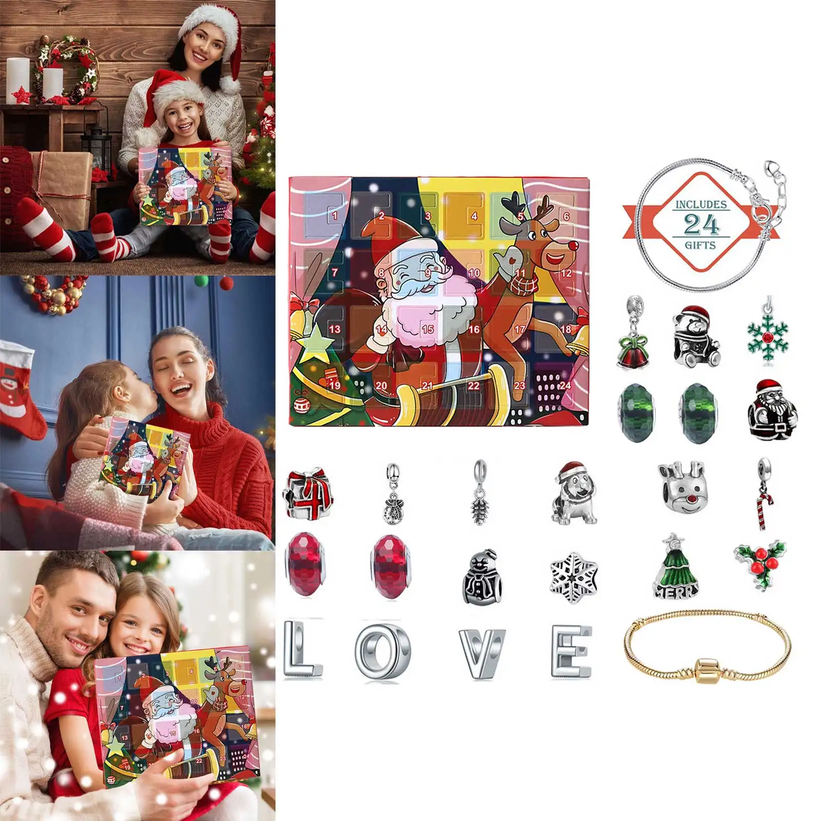 Battery Mini Lights String with Timer Countdown Christmas Advent Calendar For Kids Jewelry Set Battery Lights with Timer Indoor