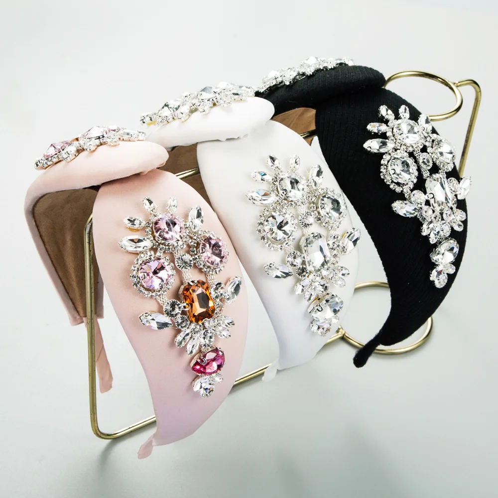 Fashion Baroque Super Flash Glass Drill Luxury Headband Wide High Sense Elegant Hair Accessories