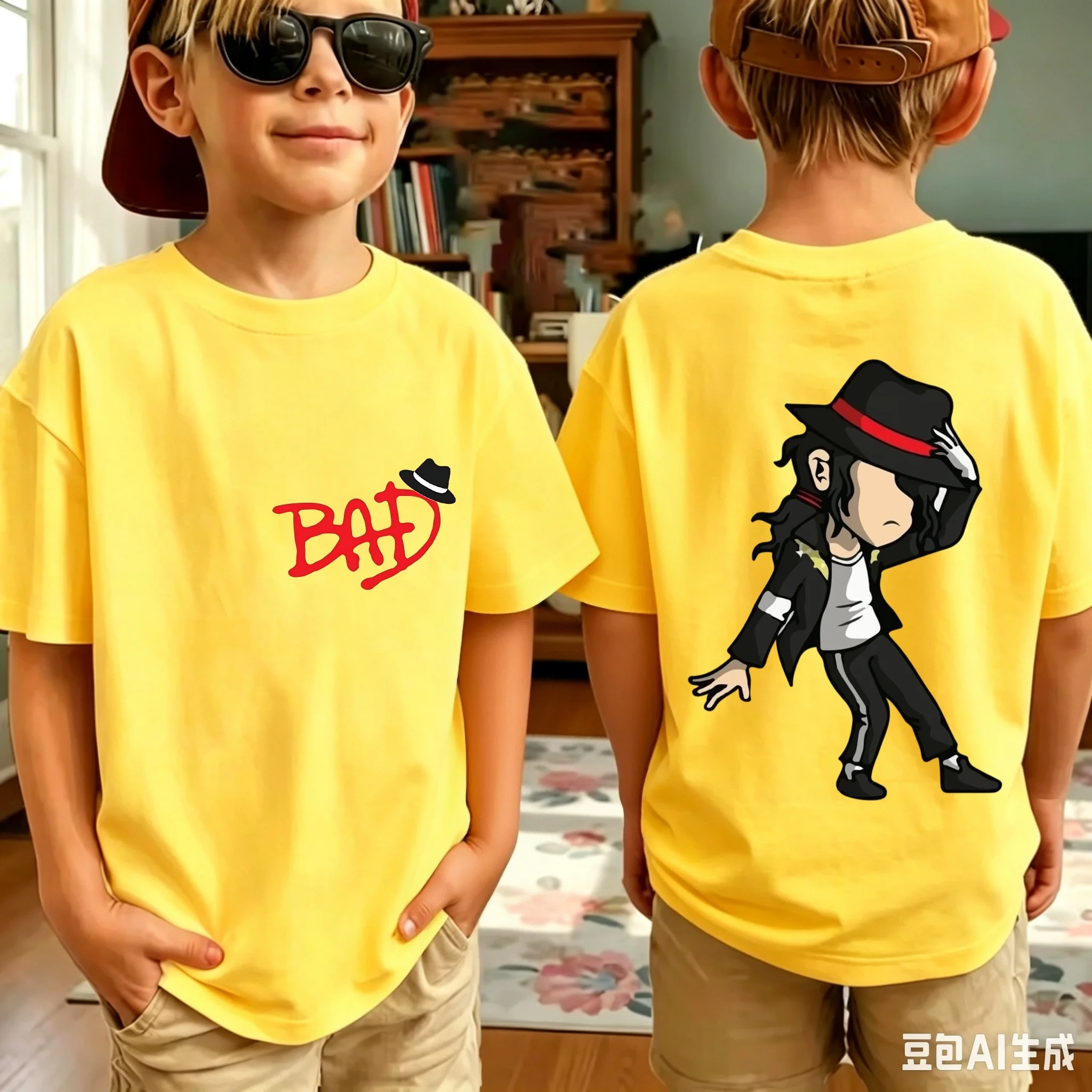2026 Neues King of Pop Michael Jackson Kinder-T-Shirt, Cartoon-Baumwoll-Oberteile, MJ-T-Shirts für Jungen und Mädchen, Geburtstagsgeschenk – Detail 4