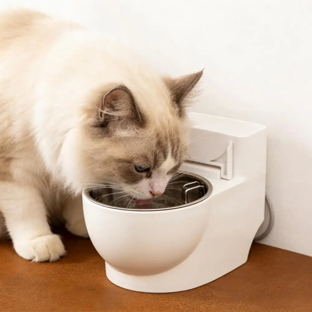 Unique Cat Drinking Bowl Toilet-shaped Pet Water Dispenser Funny Cat Dog Drinking Fountain Wall-mounted Non-spill for Small