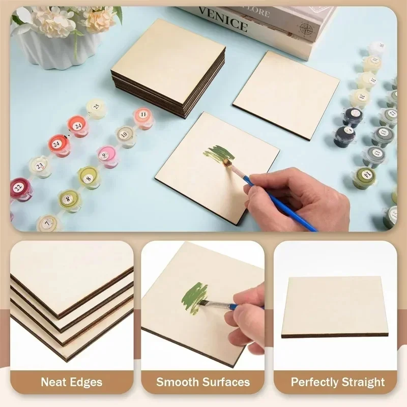 In Stock DIY Square Basswood Board For Laser Engraving Blank Wooden Square Board For DIY Crafts Engraving And Carving