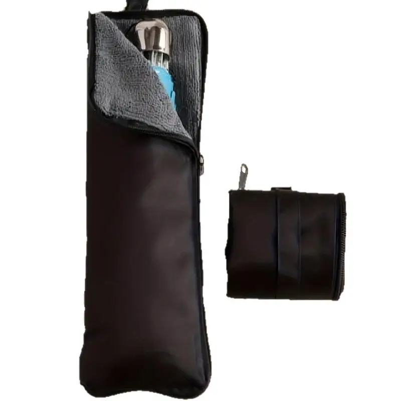 Microfiber Umbrella Storage Bag, Black Folding Umbrella Carrier With Handle And Hanging Loop, Hand Washable