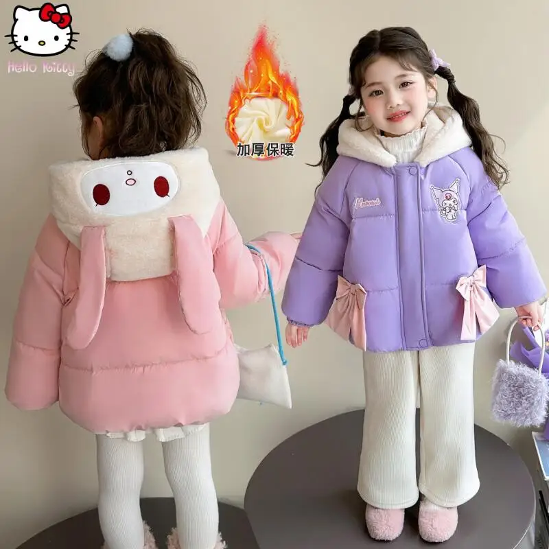 

Детская теплая пуховая куртка с бантом из мультфильма Kawaii, зимняя хлопковая куртка Kawaii, теплая черная куртка с рисом, новая хлопковая куртка, модные топы