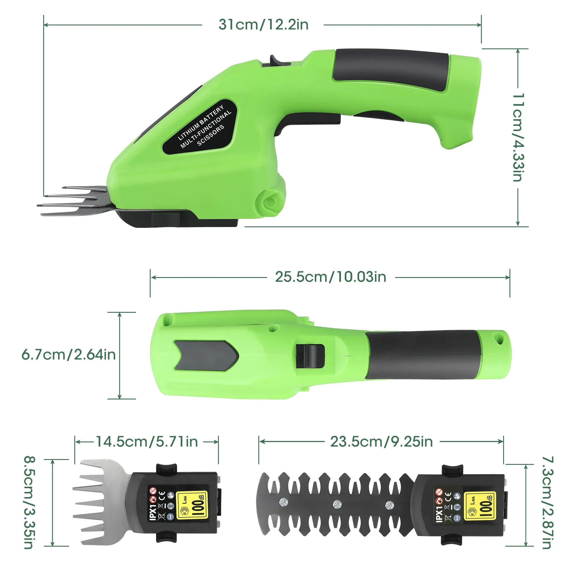 2 in 1 Electric Trimmer 7.2V/3.6V Lithium-ion Cordless Hedge Trimmer for Garden Power Tools Electric Pruning Shears