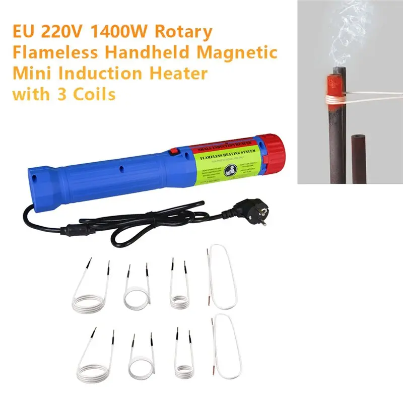 M49K-EU 220V 1400W Mini Flameless Magnetic Induction Heater Kit Handheld Heating Car Bolt Remover Repair Tool With 8 Coils EU Pl
