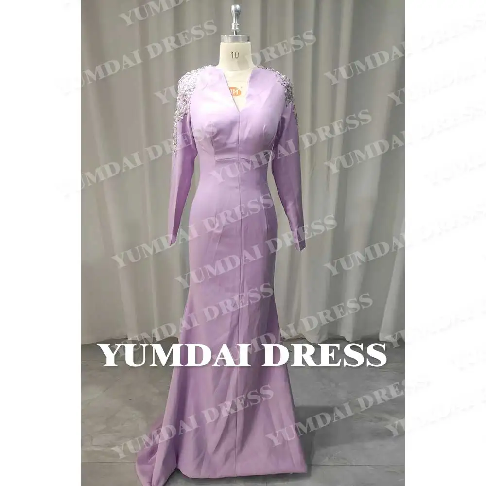 YUMDI Purple Rhinestone Luxury Women\'s Party Dress High-end Formal Stage Performance Evening Gown Haute Couture Long Dress