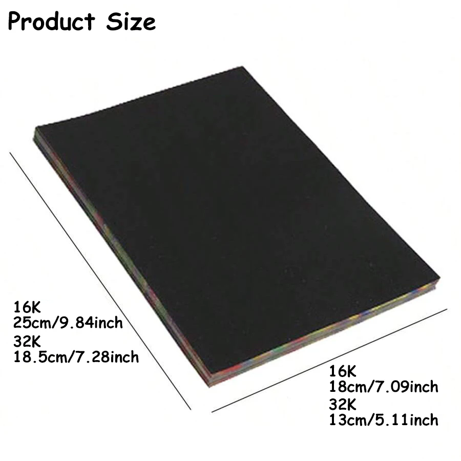20pcs 16/32K Black Scratch Paper DIY Creative Painting Scraping Paper with Bamboo Stick Colorful Drawing Paper Art Painting Kit